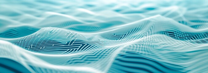 modern and futuristic horizontal blue abstract wave background, data pixel, code, web technology, Data Flow and Coding Patterns, Information  Connection. Equalizer, music, frequency, hertz, hd