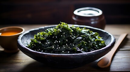 Wall Mural - Bowl of seaweed salad from Japan.