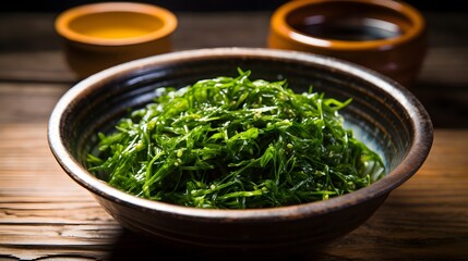 Wall Mural - Bowl of seaweed salad from Japan.