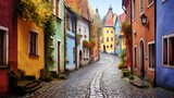 Fototapeta Uliczki - Colorful street in the old town of Cesky Krumlov, Czech Republic
