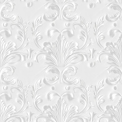  White on white seamless floral pattern