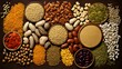 Multicolor dried legumes for background, Different dry bean for eating healthy