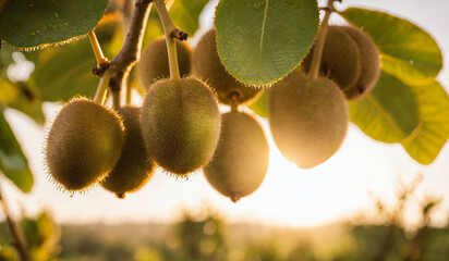 Wall Mural - Kiwis on a tree before harvest
