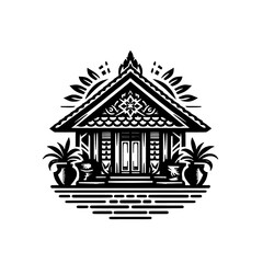 traditional house in Indonesia old vintage concept logo
