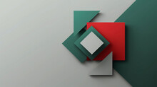 A 2D Vector Image Of A Geometric Art Featuring A Red Square And A Green Hexagon Intersecting On A Gray Background. 