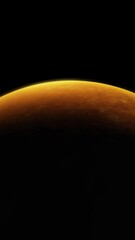 Wall Mural - vertical video of the red planet mars with the sun rising behind casting deep shadows concept