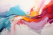 Experience the captivating allure of this artistic banner featuring an array of colored oil streaks elegantly spreading across a blank white background