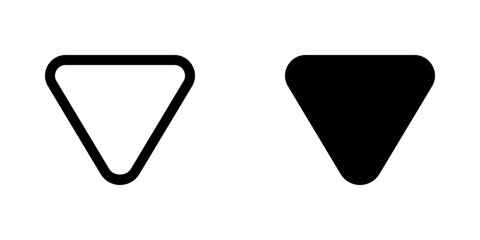 Wall Mural - Editable vector down triangle arrow icon. Black, transparent white background. Part of a big icon set family. Perfect for web and app interfaces, presentations, infographics, etc