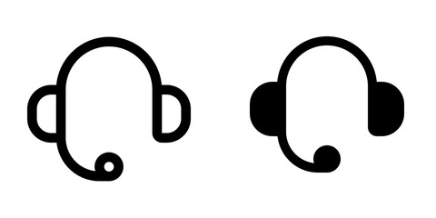 Wall Mural - Vector headphones, customer service, call center icon. Black, white background. Perfect for app and web interfaces, infographics, presentations, marketing, etc.