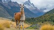 Llama with Mountainous Backdrop