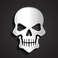 Wall Mural - 3d silver human skull vector illustration on a dark background 