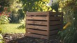 Un bac à compost posé dans un jardin pour composter ses déchets vert