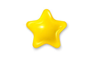 Yellow star 3d icon. Realistic 3d design for best grade. Best rank, five star review and positive feedback. Best service star icon. Top quality rating review or good service. Vector illustration