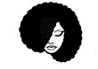 Black and white line art woman with afro illustrator design