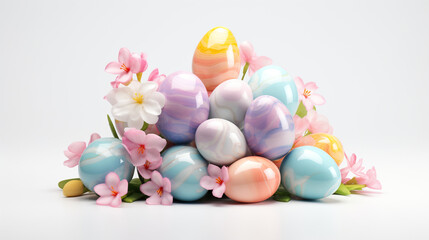 Wall Mural - easter eggs and flowers