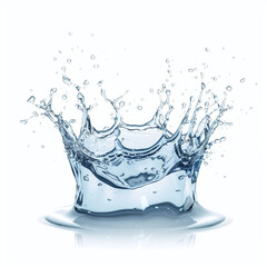  Realistic Water Crown Splash Isolated on White Background 