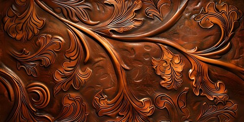 Canvas Print - Intricate wood carving texture captured in warm tones. artistic detail and craftsmanship for design inspiration. royalty-free stock image. AI