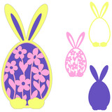 Fototapeta Dinusie - Easter egg with bunny ears and flowers, Layered papercut svg file, Easter decoration for cricut, 