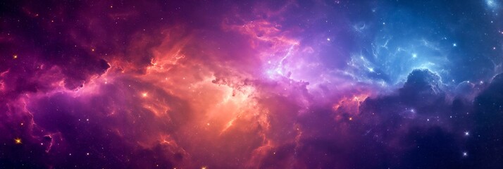 Wall Mural - beautiful outer space background with colorful nebula - ai generated