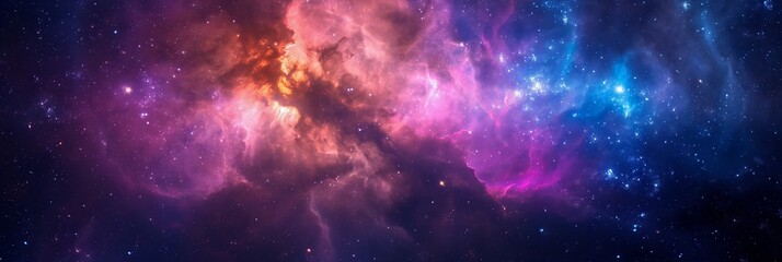 Wall Mural - beautiful outer space background with colorful nebula - ai generated