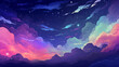 © YU - Hand drawn cartoon beautiful night sky scenery illustration background