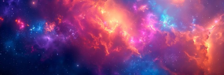Wall Mural - beautiful outer space background with colorful nebula - ai generated