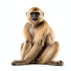 Wall Mural - a gibbon, studio light , isolated on white background