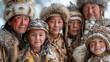 © IRStone - Native people of North, Evenks family portrait in fir charts and hats