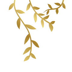 Wall Mural - Rustic leaves. Gold plant.