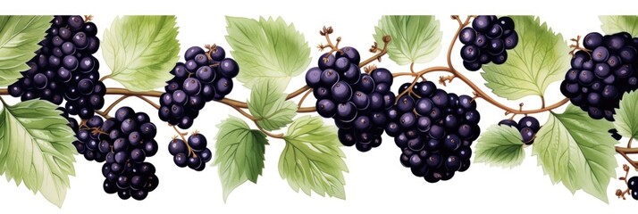 Wall Mural - Ripe juicy grapes on white background