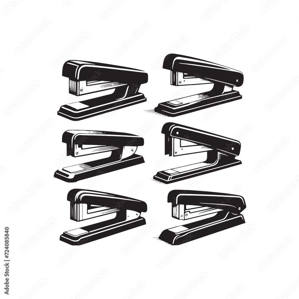 Stapling Graphics Seamless Stapling: A Symphony of Stapler Silhouettes Conveying the ...