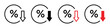 © Petsscouts - Interest rate reduction or percent down outline icon collection or set. Interest rate reduction or percent down Thin vector line art