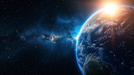Wall Mural - planet earth in high resolution with real stars background. concept of planets, universe, galaxies, stars
