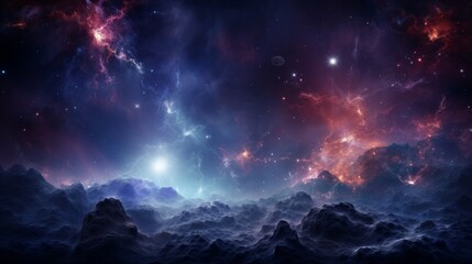 Wall Mural - Space background with realistic nebula and shining stars. Neural network AI generated art
