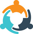 Trinity Teamwork Logo - Three Interlinked Figures in a Circular Unity, Symbolizing Community, Cooperation, and Harmony