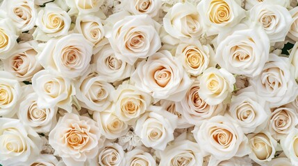  Elegant White Roses in Full Bloom. Generative ai