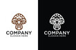 mushroom logo design ideas Round mushroom farm logo design template in linear style.