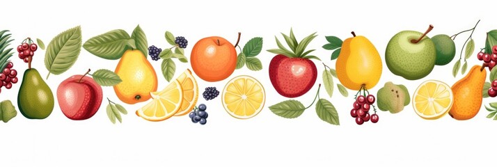 Wall Mural - Fruit mix on white background