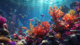 Fototapeta Do akwarium - coral reef in the red