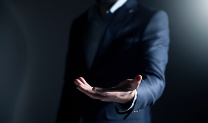 Poster - Businessman hand touching virtual screen