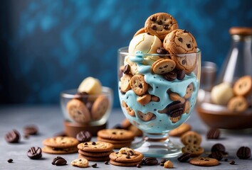 Wall Mural - delicious ice cream with cookies in glass