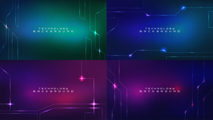 Wall Mural - vector illustration. glow lines on dark background. software programming concept. digital data flow.