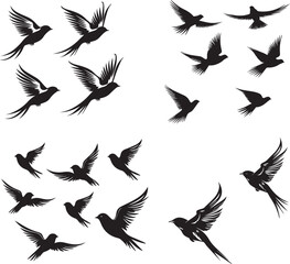 Wall Mural - Swallow Birds Flying black silhouette 