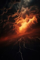 Wall Mural - a powerful lightning bolt illuminates the dark sky. perfect for adding a dramatic touch to your proj