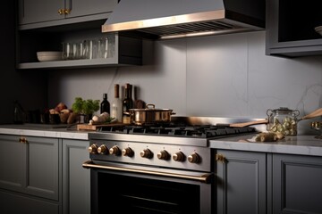 Wall Mural - A stove top oven sitting inside of a kitchen. Ideal for home cooking and baking