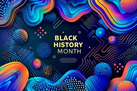 Retrofuture neon synthwave Black History Month banner Generative AI