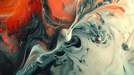 Wall Mural - Close-Up of Red and Black Abstract Painting