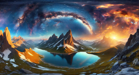 Wall Mural - superb spaceship view on earth at night from alien planet