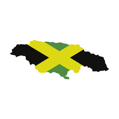 Wall Mural - Jamaica map with flag