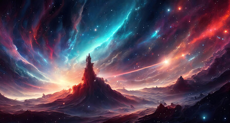 Superb Illustration of portal galaxy and cosmos space in bright majestic stars